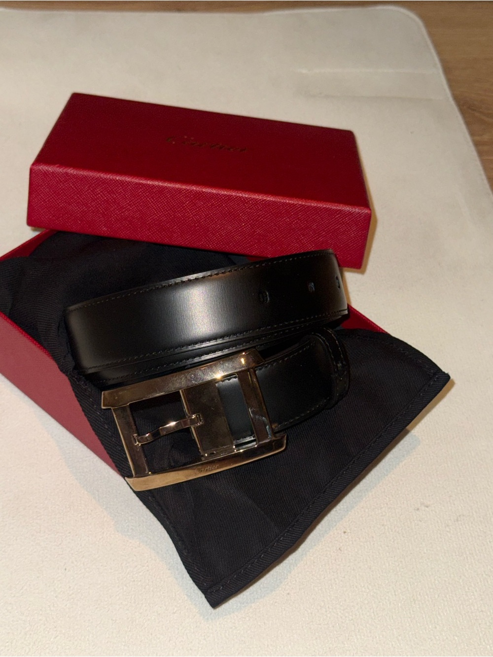 Salvatore Ferragamo Black Leather Belt with Gold 'Gancini' Buckle